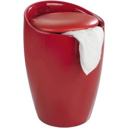 Tabouret Panier à linge, coffre à linge et tabouret salle de bain Candy, coussin amovible,