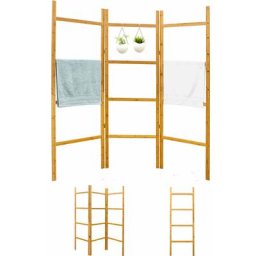 Echelle Bambou Salle de Bain - 180x180 Porte-Serviettes Sur Pied Etagere Echelle - braun