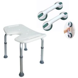 Hengmei - Siège de douche Tabouret de douche, en aluminium, réglable en hauteur, rectangle, pour