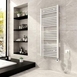 Blanc Porte-serviettes Électrique 120x50cm, 500W radiateur Sèche-serviette électrique, avec lcd