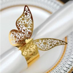 50 Pcs Ronds de Serviette Papier 3D Papillon, Anneau de Serviette, Rond Serviette de Table Mariage