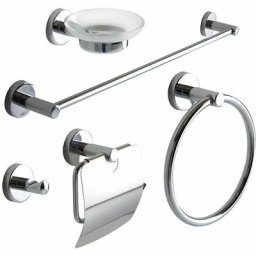 Kiamami Valentina - ensemble d'accessoires de salle de bain chromé de 5 pièces necessary
