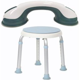 Siège de douche Tabouret de douche pivotant à 360° + poignée de baignoire / poignée d'appui à