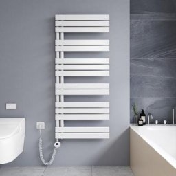 Sèche-serviette électrique 1385 x 600 mm Blanc Radiateur sèche-Serviettes 800W - Affichage lcd