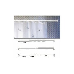 Tringle à rideau de douche extensible en aluminium blanc de 70 à 125 cm.