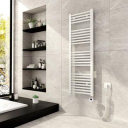 Blanc Porte-serviettes Électrique 120x40cm, 500W radiateur Sèche-serviette électrique, avec lcd