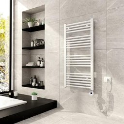 Blanc Porte-serviettes Électrique 100x50cm, 500W radiateur Sèche-serviette électrique, avec lcd