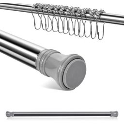 Meykoers - Tringle à rideau de douche en acier inoxydable 110-160cm, sans perçage télescopique