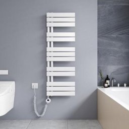 Sèche-serviette électrique 1176 x 400 mm Blanc Radiateur sèche-Serviettes 600W - Affichage lcd