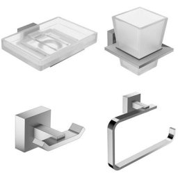 Lot Porte savon Moderne, Porte-gobelet Moderne avec verre, Anneau porte-serviettes Moderne et
