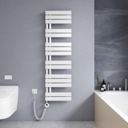 Sèche-serviette électrique 1385 x 400 mm Blanc Radiateur sèche-Serviettes 600W - Affichage lcd