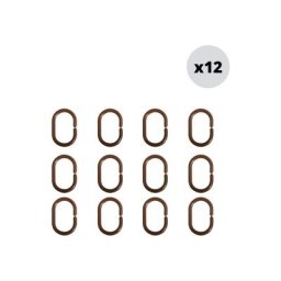 MSV - Lot de 12 anneaux pour rideaux de douche Chocolat - Marron