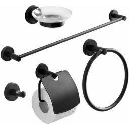 Set de 5 accessoires muraux de salle de bain noir mat necessary