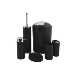 MSV - ensemble 6 accessoires de salle de bain pp hannah Noir mat - Noir
