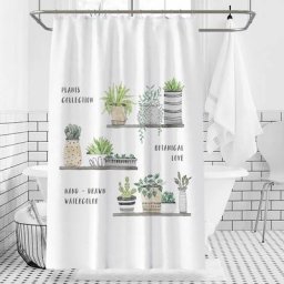 Leisei - Rideau Douche Anti Moisissure étanche motif plantes en pot, Rideau de Douche pour Salle de