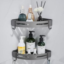 Support de douche d'angle noir sans perçage rangement de salle de bain douche accessoires de salle
