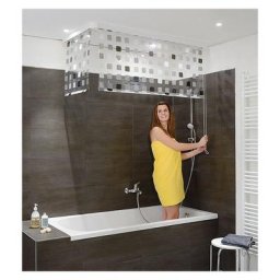Kit rideau de douche roulant angulaire Gris