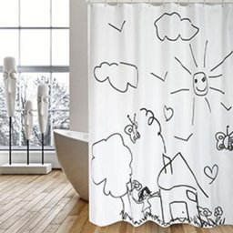 MSV - Rideau De Douche Kids Garden Noir 180cm - Noir