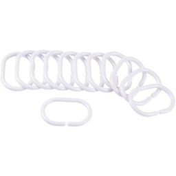 1001kdo Hygiene&beaute - Set de 12 anneaux rideaux de douche plastique 4 x 6 cm blanc