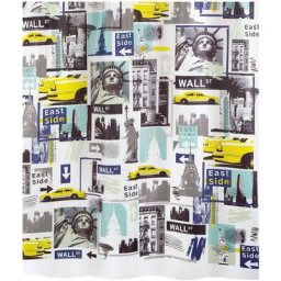 Collection Spirella Big Apple, rideau de douche textile 180 x 200, 100% polyester, Multicolore