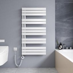 Sèche-serviette électrique 1176 x 600 mm Blanc Radiateur sèche-Serviettes 600W - Affichage lcd