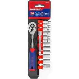 Ensemble de Clés à Cliquet 1/4 de Dégagement Rapide avec 72 Dents et Douilles en Cr-V 14 Pièces