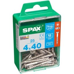 Spax - Boîte 25 unités. vis a bois cab. plat inox a2 4.0x40mm