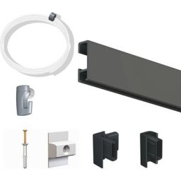 Pack Eco 2 mètres de cimaise Click Rail couleur Noir - Solution suspension cadres et tableaux