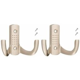 2x Crochet double 58mm en métal finition nickel satiné avec vis Mural Cuisine Salle de bain Porte