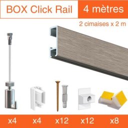 Cimaise Box Artiteq Click premium 4 mètres Gris - Kit accrochage tableau