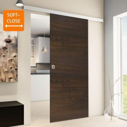 Inova Star - Porte coulissante intérieure Inova, 88 x 203 cm, wengé, 2 poignées différentes,