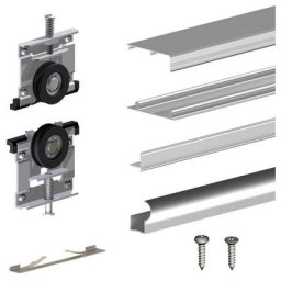 Kit slid'up 220 aluminium anodisé naturel pour 2 portes de placard coulissantes 18 mm - rail 1,8 m