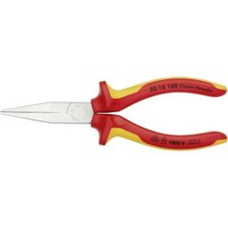 Pince à becs longs plats Knipex 160mm - Gainage bi-matière - Chromée - isolée 1000V - ( Prix pour 1