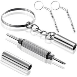 2 Pièces Tournevis de Lunettes Porte-Clés Clé de Tournevis Portable Tournevis à Lunettes 3 en 1 Kit