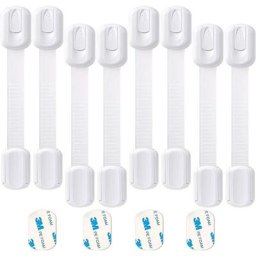 Lot de 8 Sécurité Tiroir Bébé Serrures de Armoires,Sécurité Enfant Portes De Placard,Ajustable
