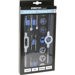 Eventus By Exact - 70607 Kit de taraudage 16 pièces hss métrique M3, M4, M5, M6, M8, M10, M12