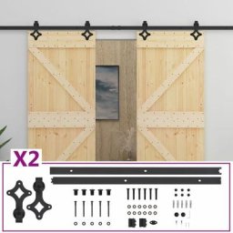 Vidaxl - Porte coulissante et kit de quincaillerie 100x210 cm Pin massif Marron
