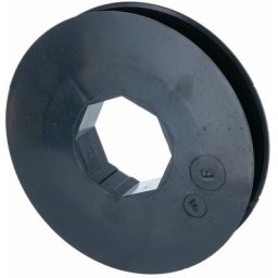 Poulie de guidage de volet roulant pour sangle 12 à 15mm centre octogonal 40mm en plastique noir à