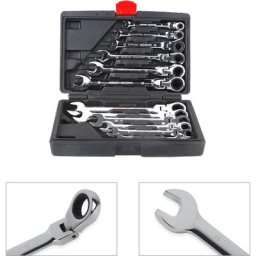 Lot de 12 Clés à cliquet mixtes 8-19 mm - 72 Dents - tête pivotante flexible clés à cliquet