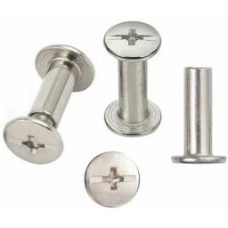 30 Sets Reliure Vis, reliure à vis de reliure nickelée 5 mm x 15 mm, ton argent