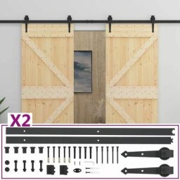 Vidaxl - Porte coulissante avec kit de quincaillerie 90x210cm Pin massif Marron