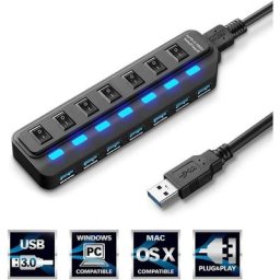Hub usb 3.0, usb Données répartiteur, [Plug & Play], individuels Interrupteur d'alimentation et led