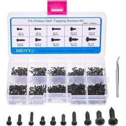Lot de 1000 mini vis à bois cruciformes autotaraudeuses tête ronde, assortiment M1 M1.2 M1.4 M1.7,