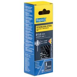 Rapid - Rivets inox Ø3.2 x 8mm - Boite 50 + forêt