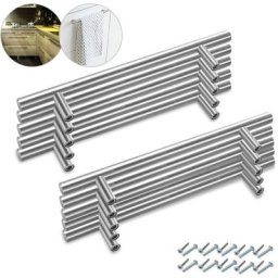 100x Poignée de cuisine de salle de bain Poignée de meuble Poignée d'armoire en acier inoxydable