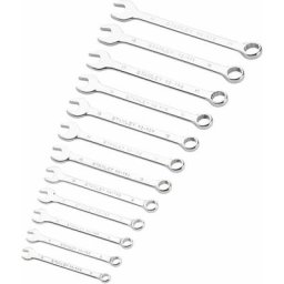Stanley - Clés mixtes forgées acier chromé manche ergonomique, support de rangement 12 Pièces