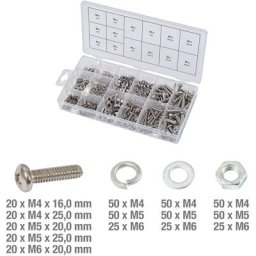 Assortiment de vis, rondelles et écrous en inox, 475 pcs