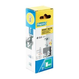 Rapid - M3 - Ecrous à sertir pour vis Ø3mm - Blister 20 + forêt