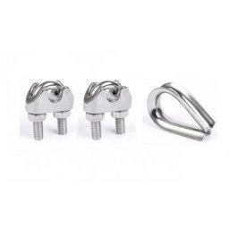 Afg Diffusion - Kit inox 2 Serres cables étriers et 1 cosse coeur câble de 4mm