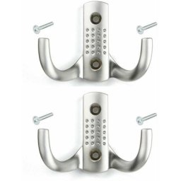 2x Crochet double 51mm en métal finition chrome satiné avec vis Mural Cuisine Salle de bain Porte